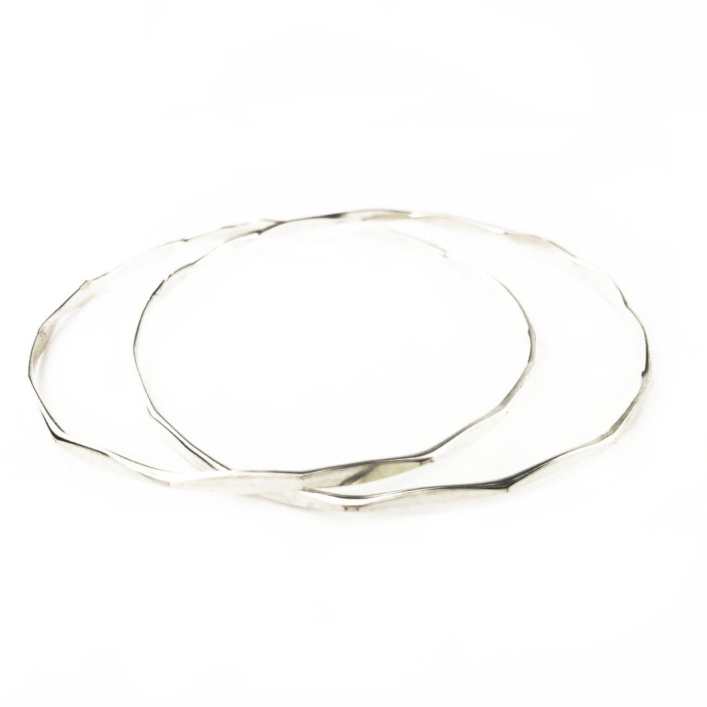 Faceted Interlinked Silver Bangles - Mettle by Abby