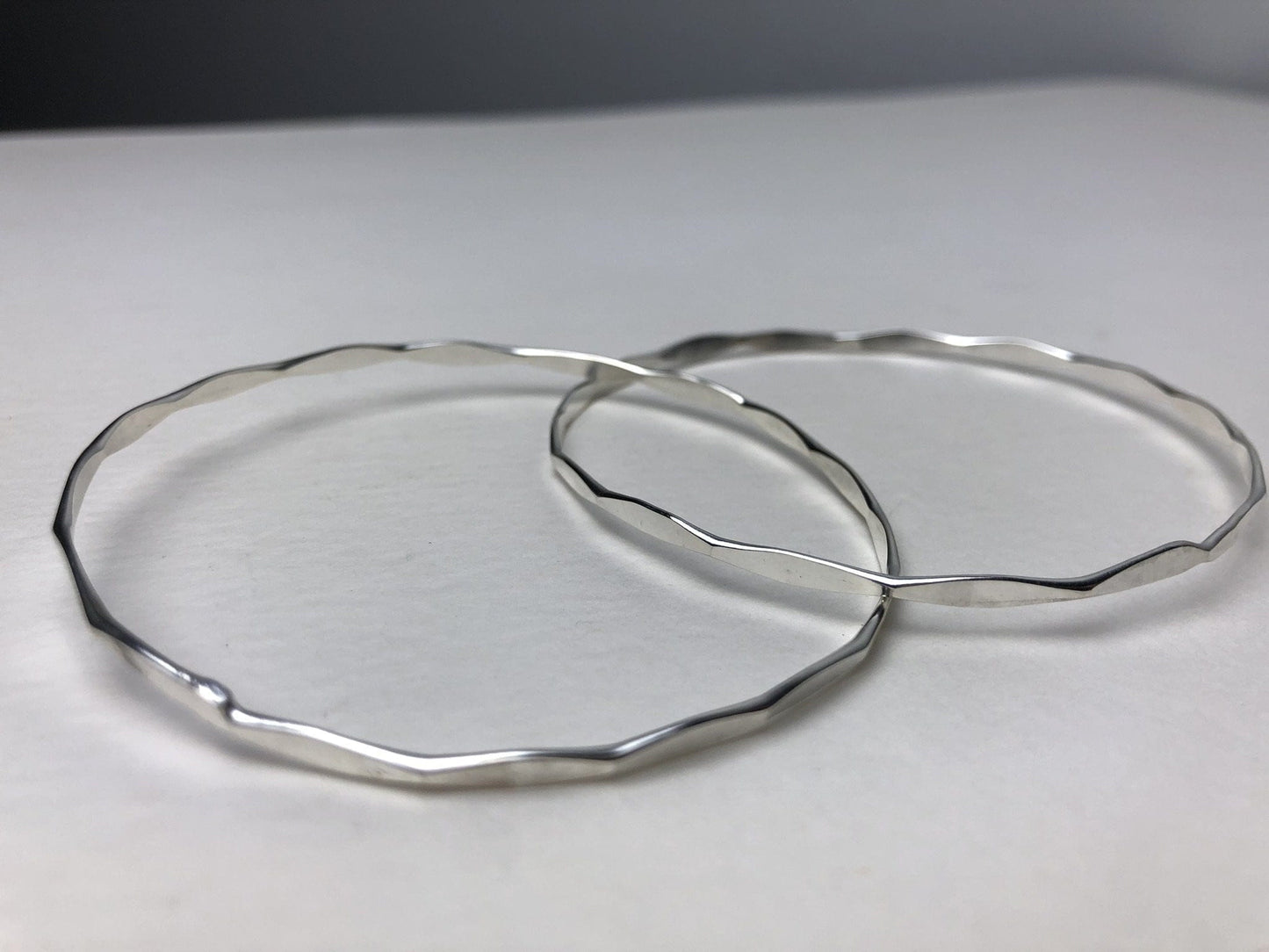 Faceted Interlinked Silver Bangles - Mettle by Abby