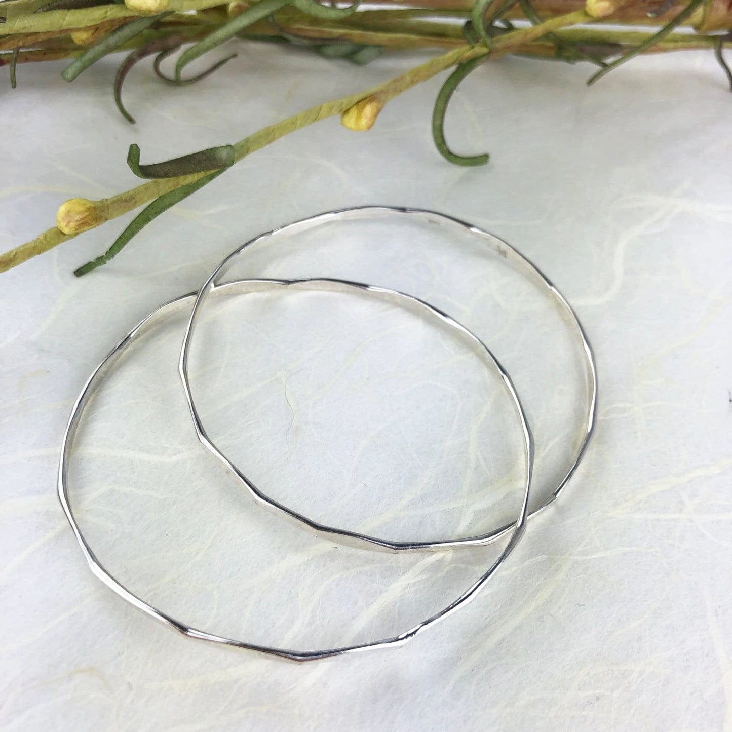 Faceted Interlinked Silver Bangles - Mettle by Abby