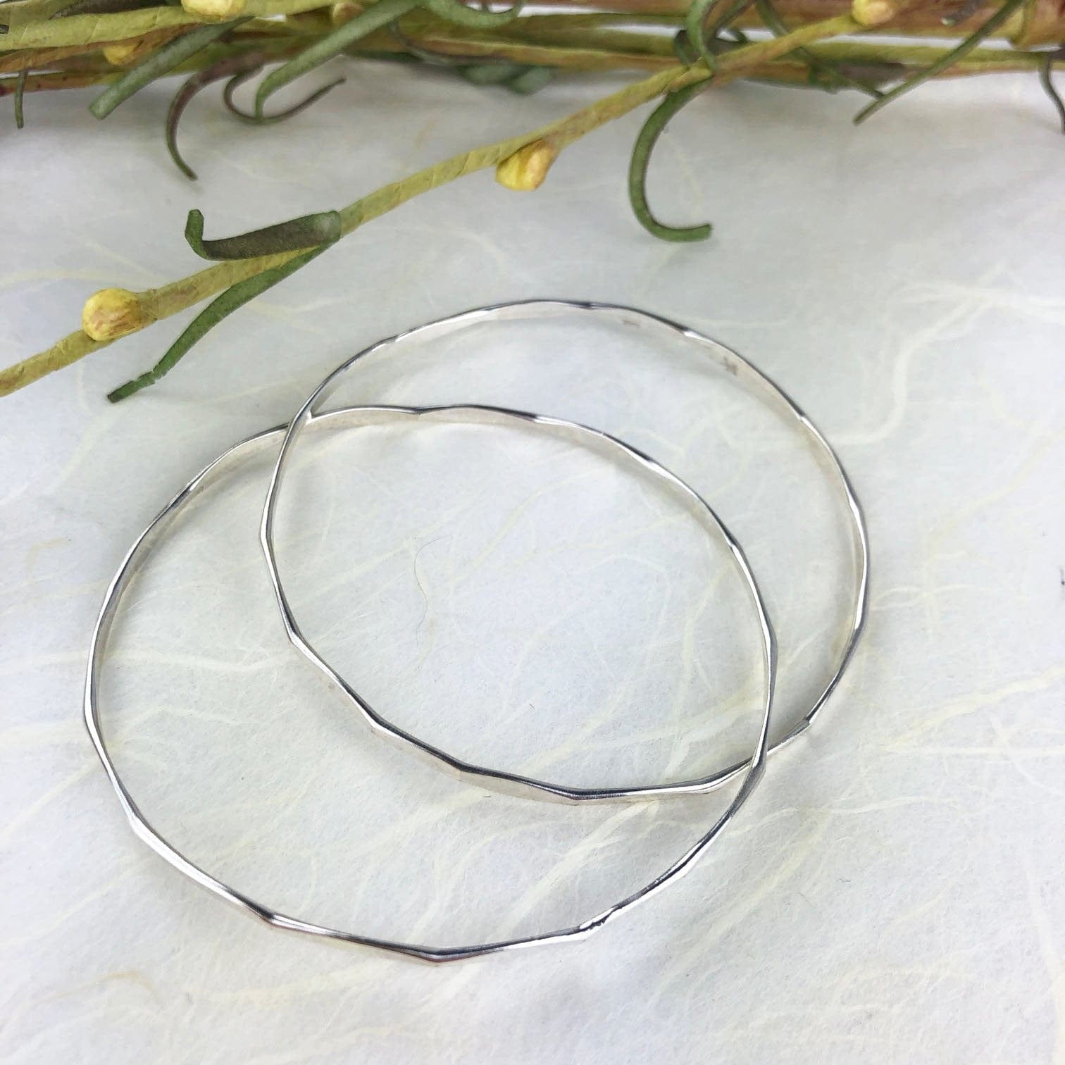 Faceted Interlinked Silver Bangles - Mettle by Abby