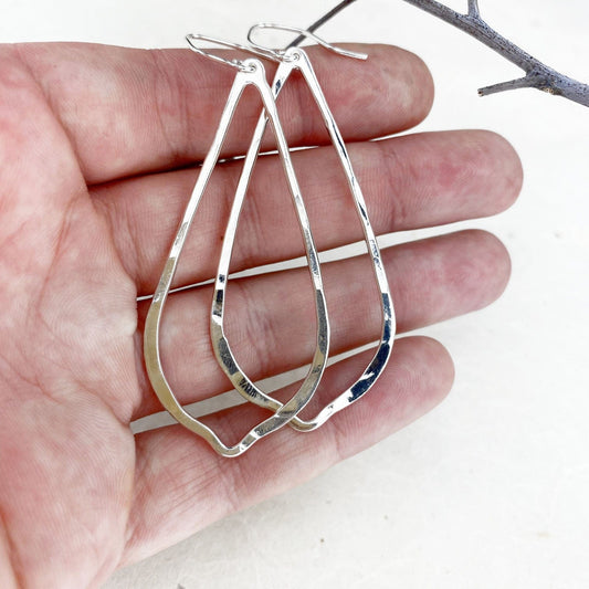 Large Silver Drop Earrings - Mettle by Abby
