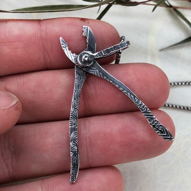 Ornate Plier Pendant in Silver - Mettle by Abby