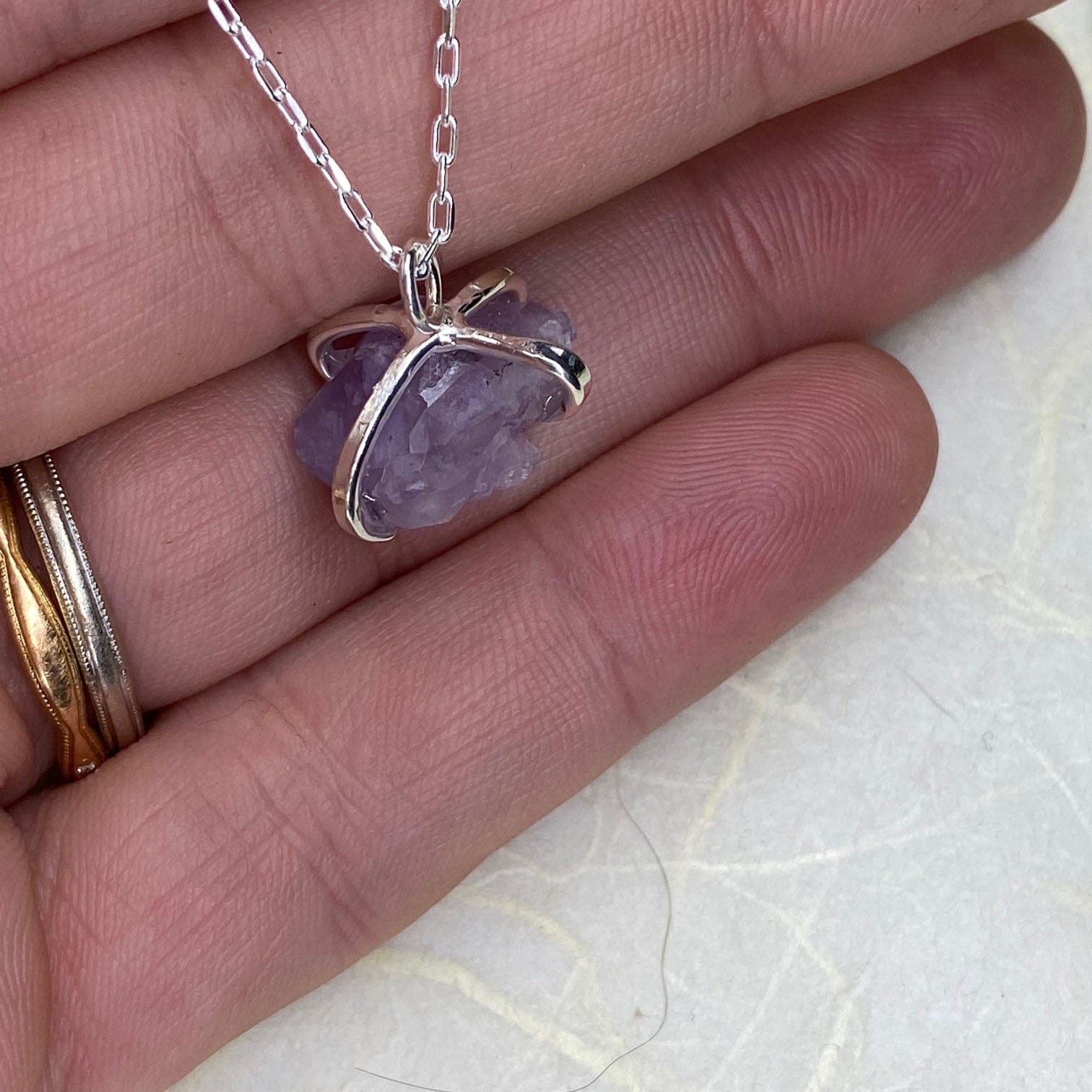 Raw Amethyst Crystal Necklace - Mettle by Abby