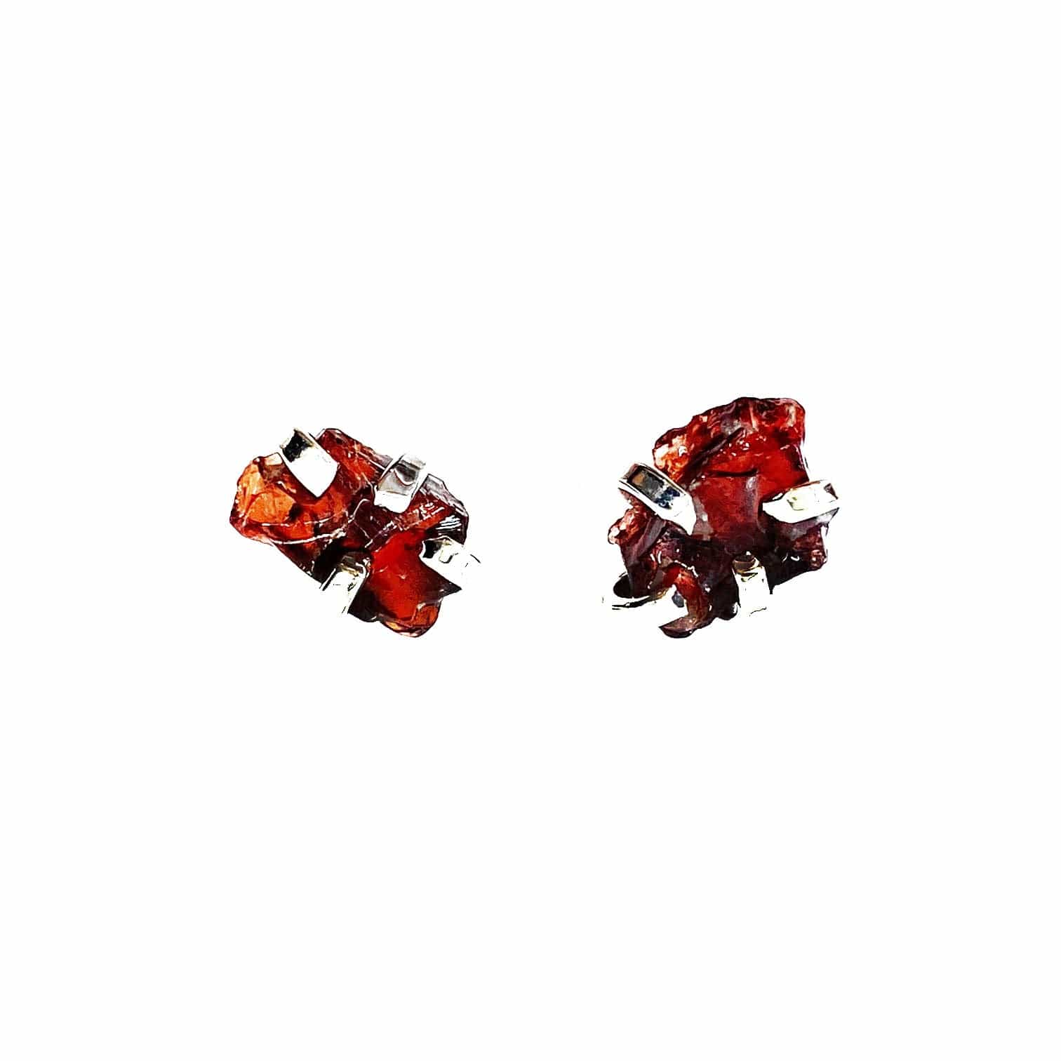 Raw Garnet Silver Studs - Mettle by Abby