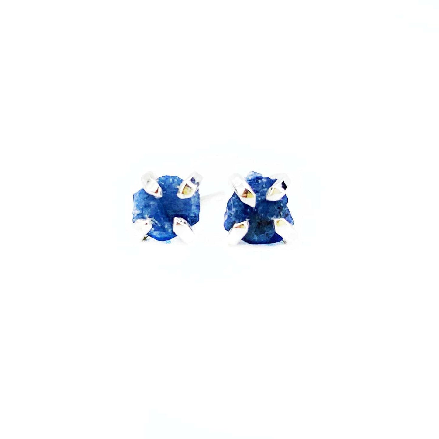 Raw Sapphire Studs in Silver - Mettle by Abby