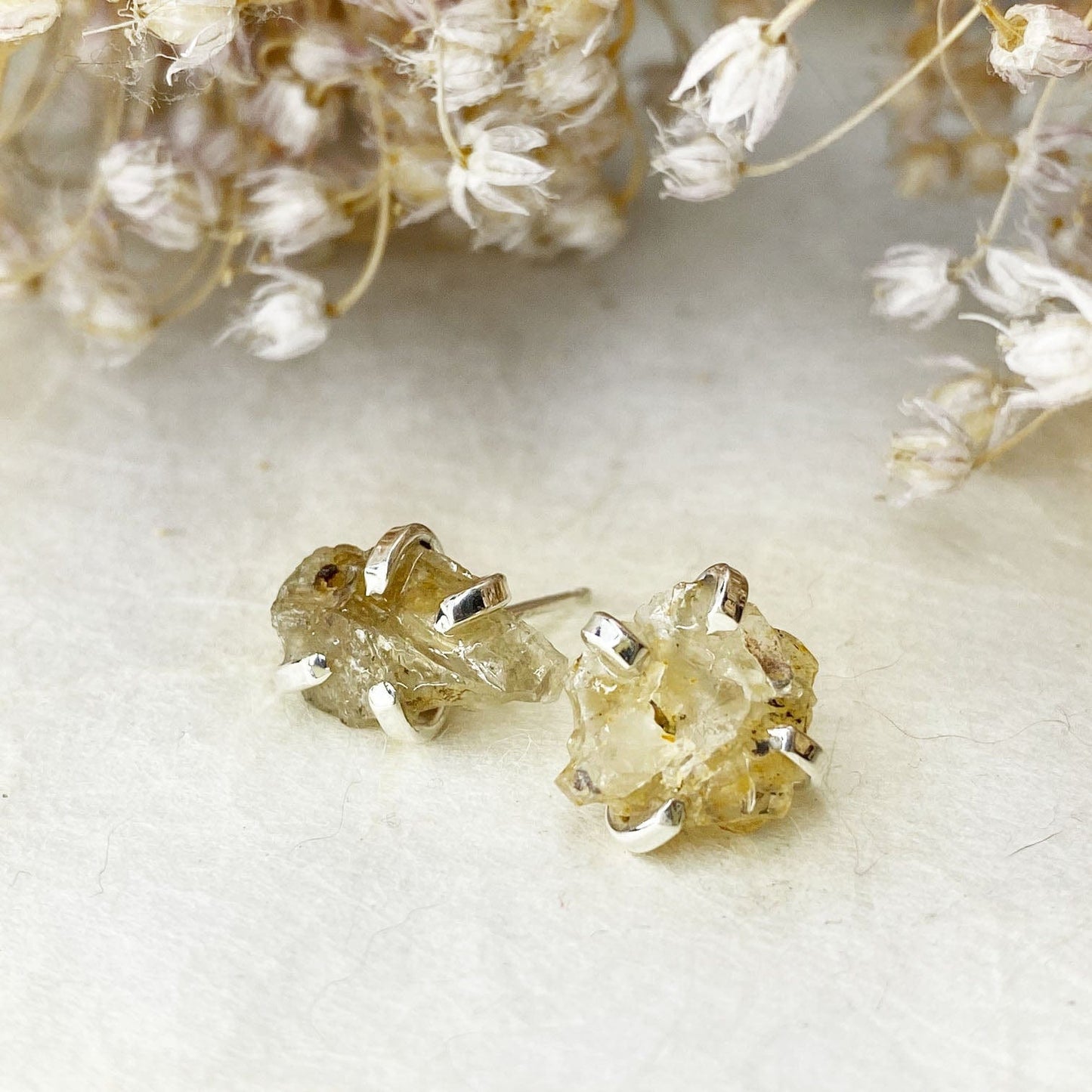 Raw Sunstone Silver Studs - Mettle by Abby