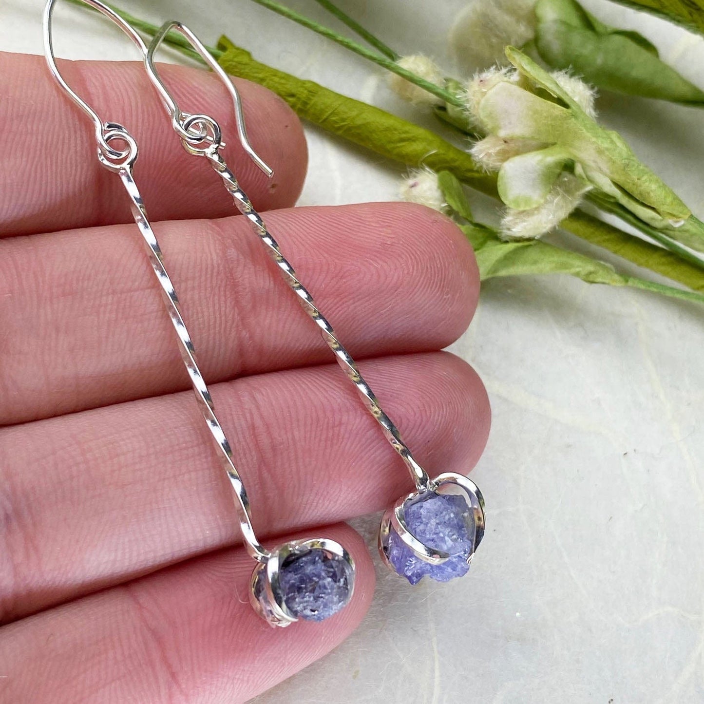 Raw Tanzanite Drop Earrings - Mettle by Abby