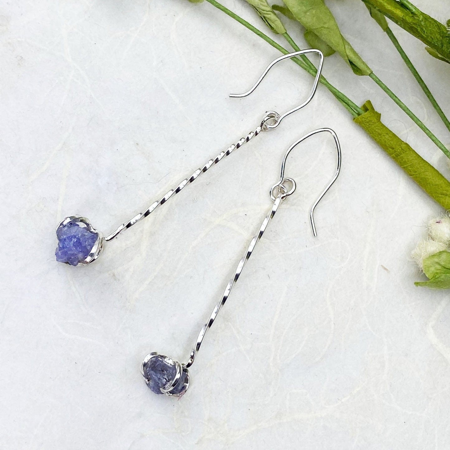 Raw Tanzanite Drop Earrings - Mettle by Abby