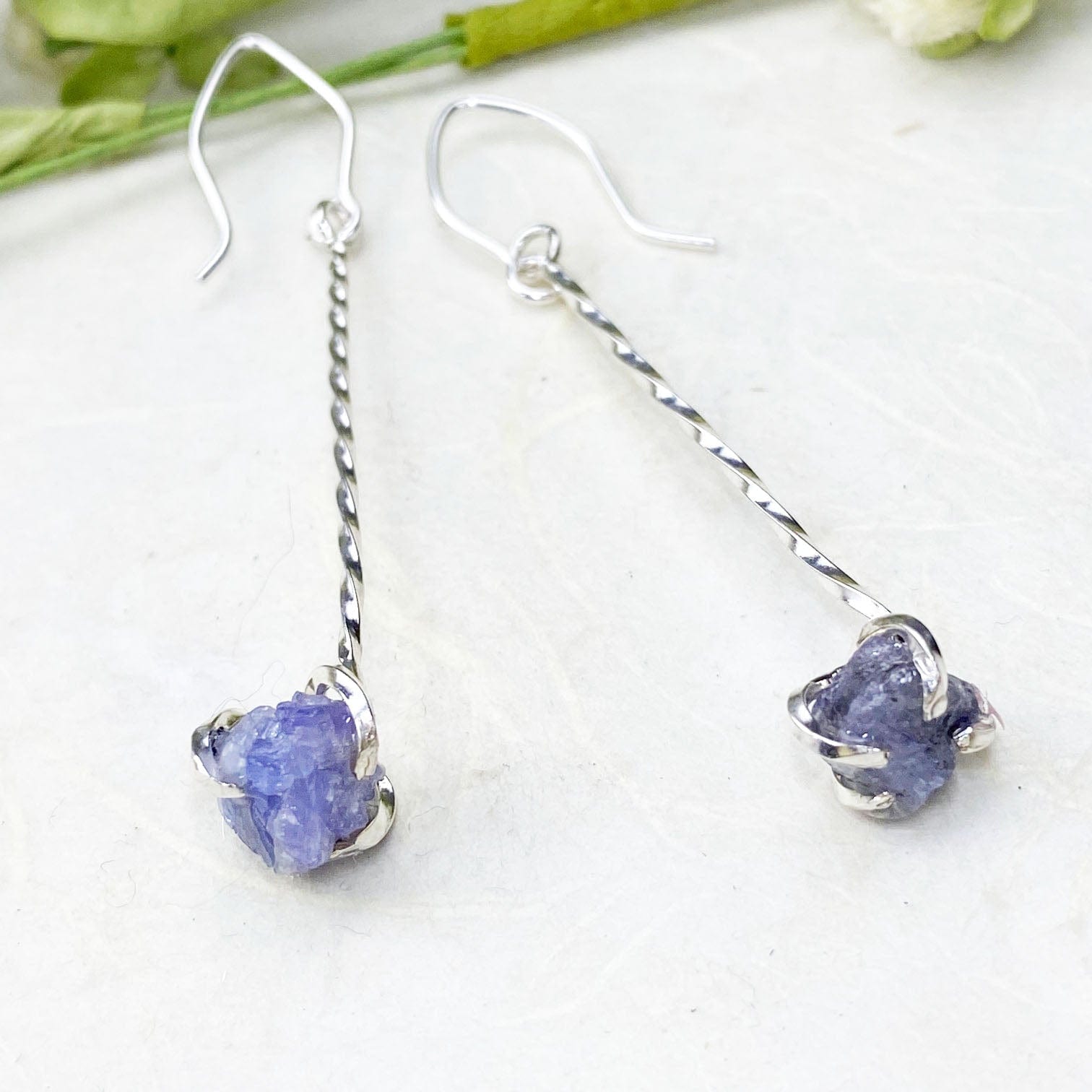Raw Tanzanite Drop Earrings - Mettle by Abby