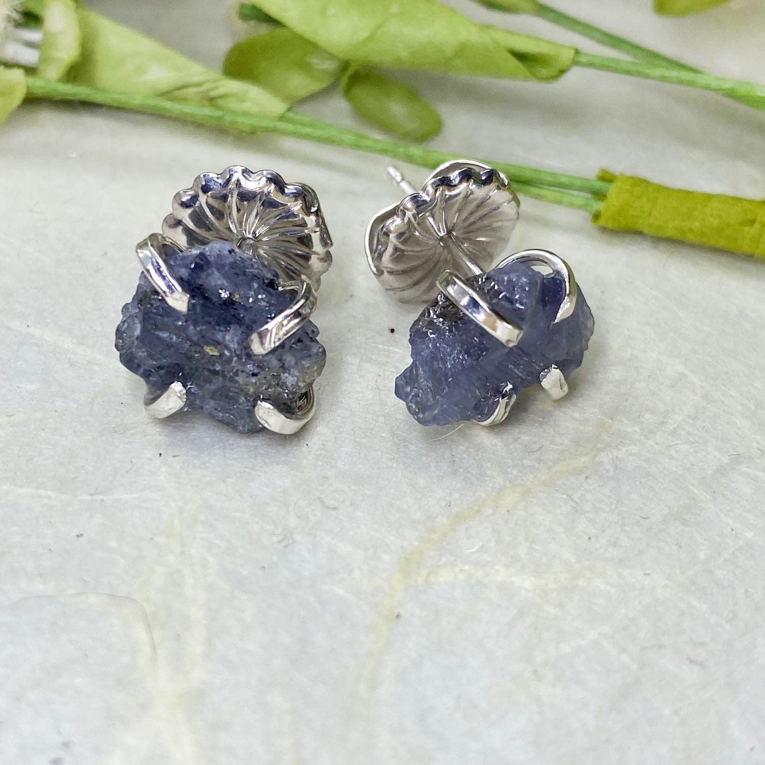 Raw Tanzanite Stud Earrings - Mettle by Abby