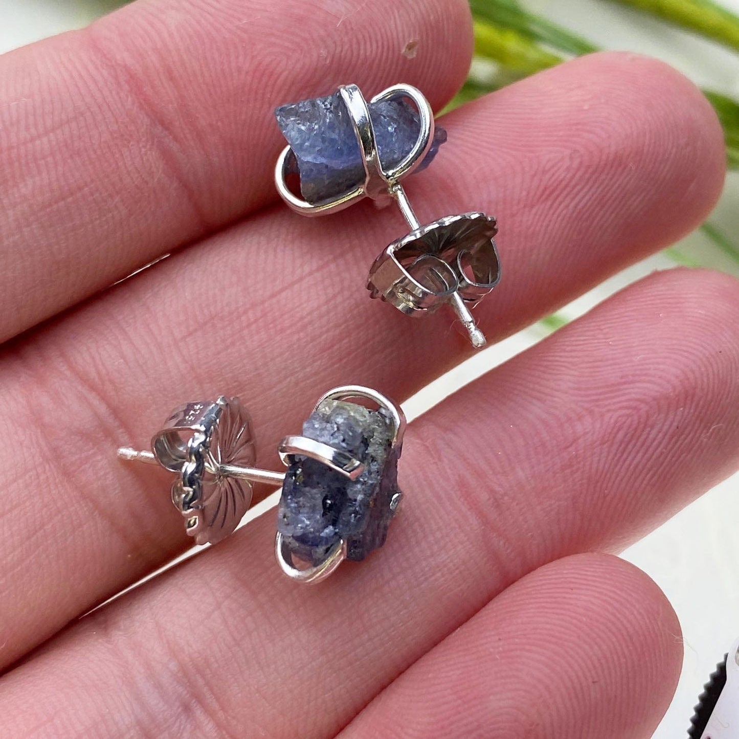Raw Tanzanite Stud Earrings - Mettle by Abby