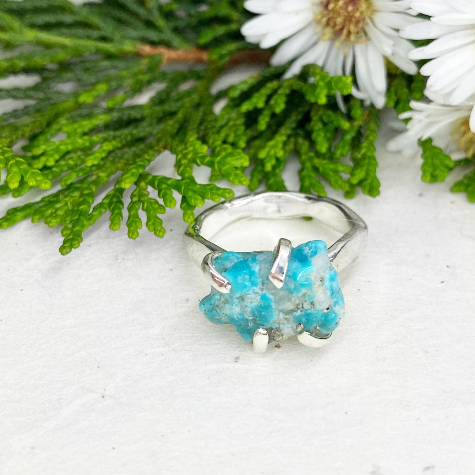 Raw Turquoise Silver Ring - Mettle by Abby
