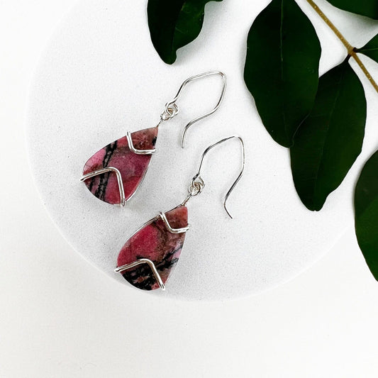 Rhodonite Winds Earrings - Mettle by Abby