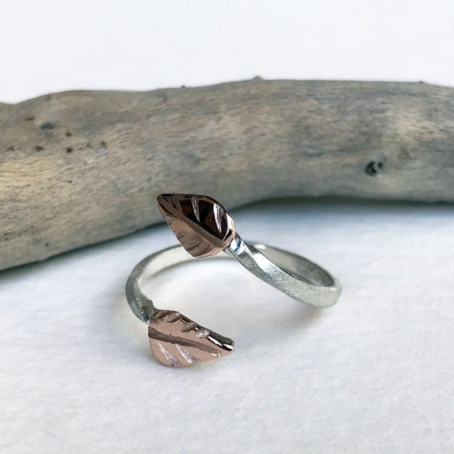 Rose Gold Elven Leaf Ring - Mettle by Abby