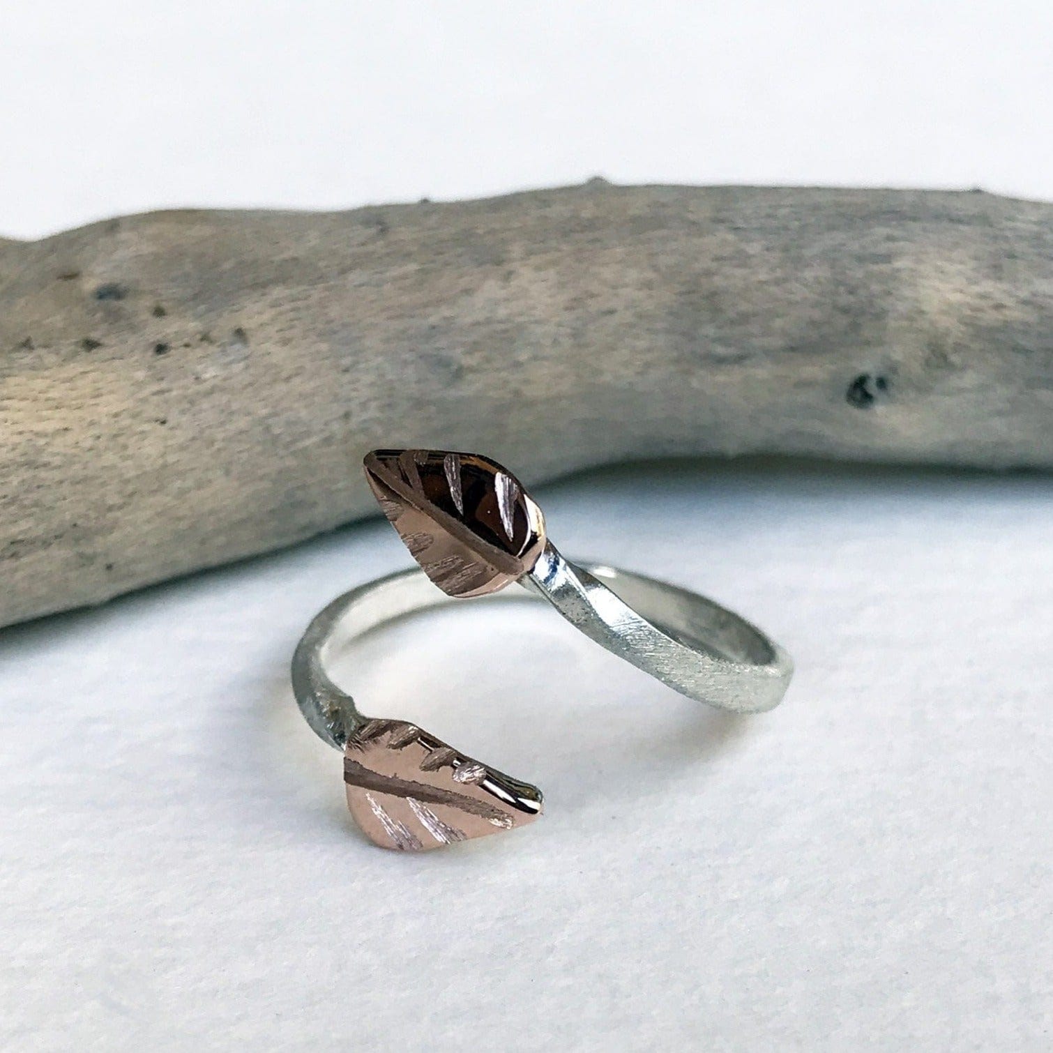 Rose Gold Elven Leaf Ring - Mettle by Abby