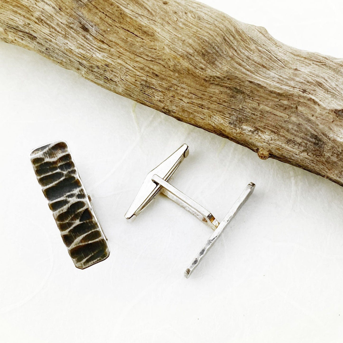 Rough and Tumble Silver Cuff Links - Mettle by Abby