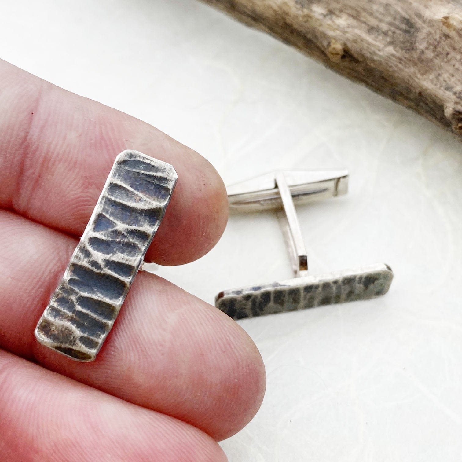 Rough and Tumble Silver Cuff Links - Mettle by Abby
