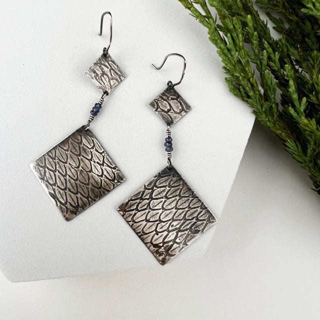 Sapphire Snakeskin Statement Earrings - Mettle by Abby