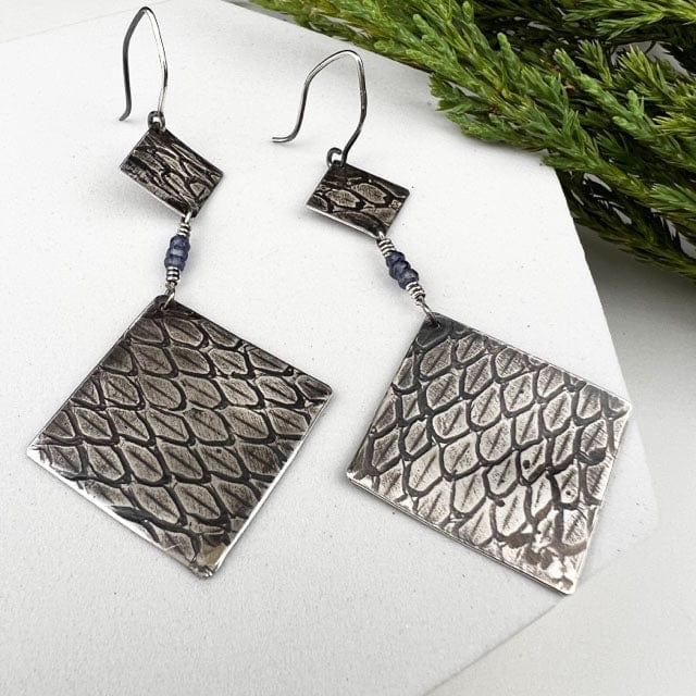 Sapphire Snakeskin Statement Earrings - Mettle by Abby