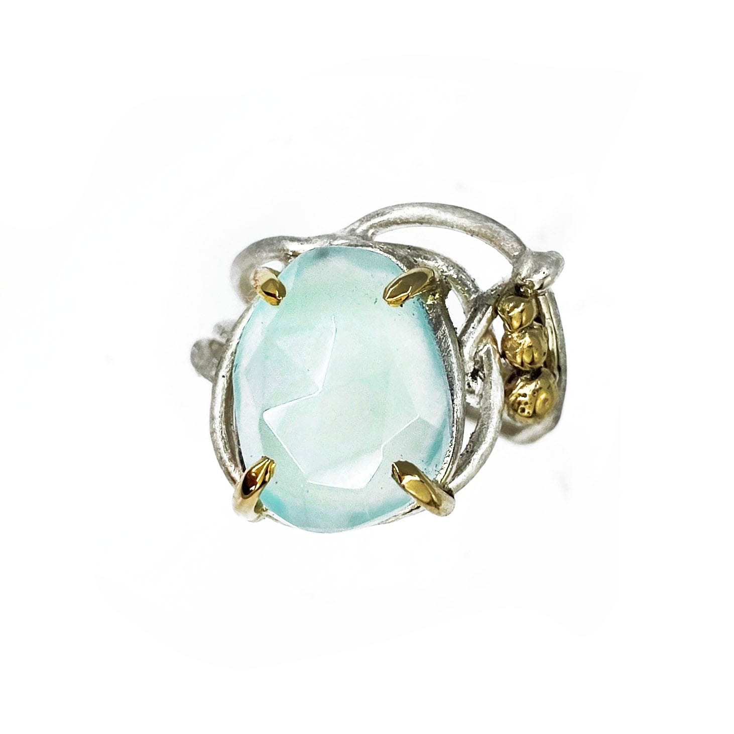 Silver and Gold Chrysoprase Wrap Ring - Mettle by Abby