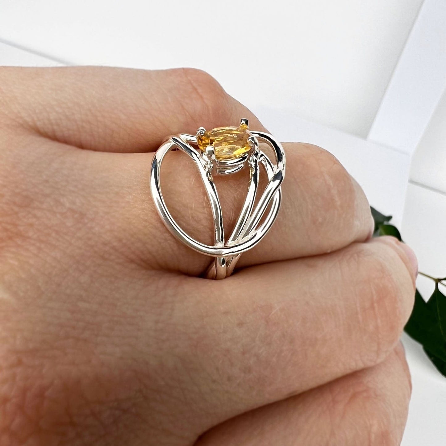 Silver Citrine Wrap Ring - Mettle by Abby
