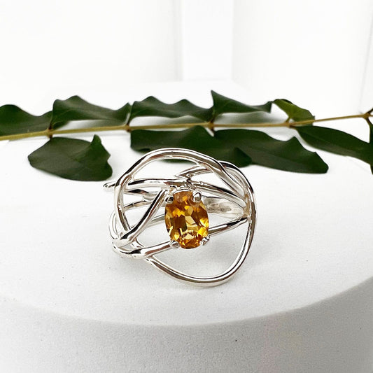 Silver Citrine Wrap Ring - Mettle by Abby