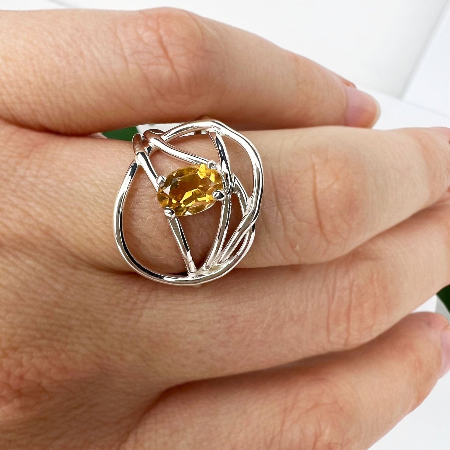 Silver Citrine Wrap Ring - Mettle by Abby