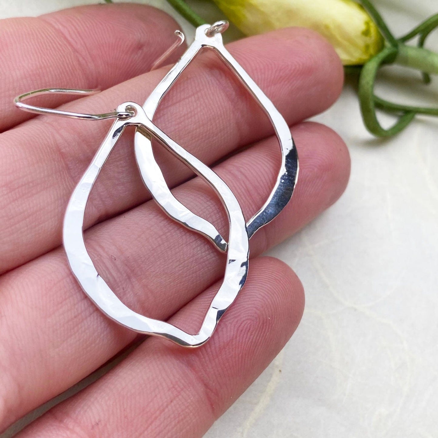 Silver Hammered Drop Earrings - Mettle by Abby