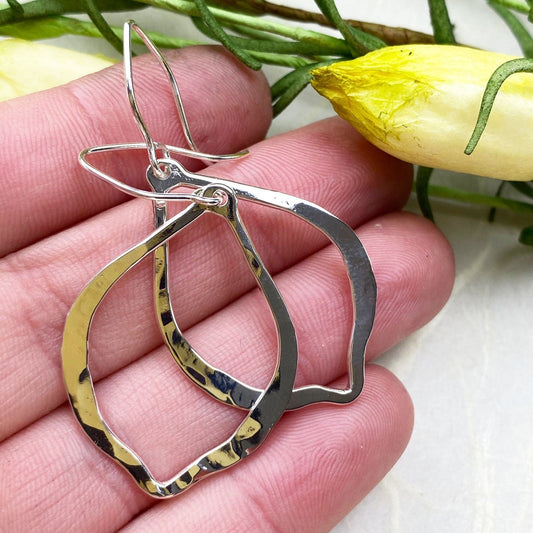 Silver Hammered Drop Earrings - Mettle by Abby