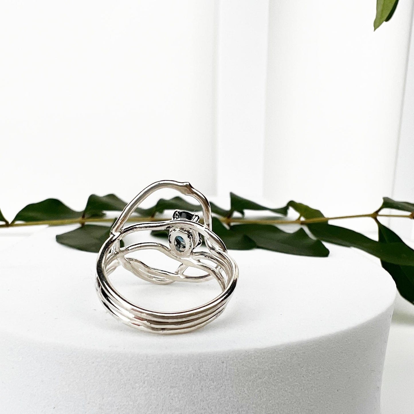 Silver London Blue Topaz Entwined Ring - Mettle by Abby