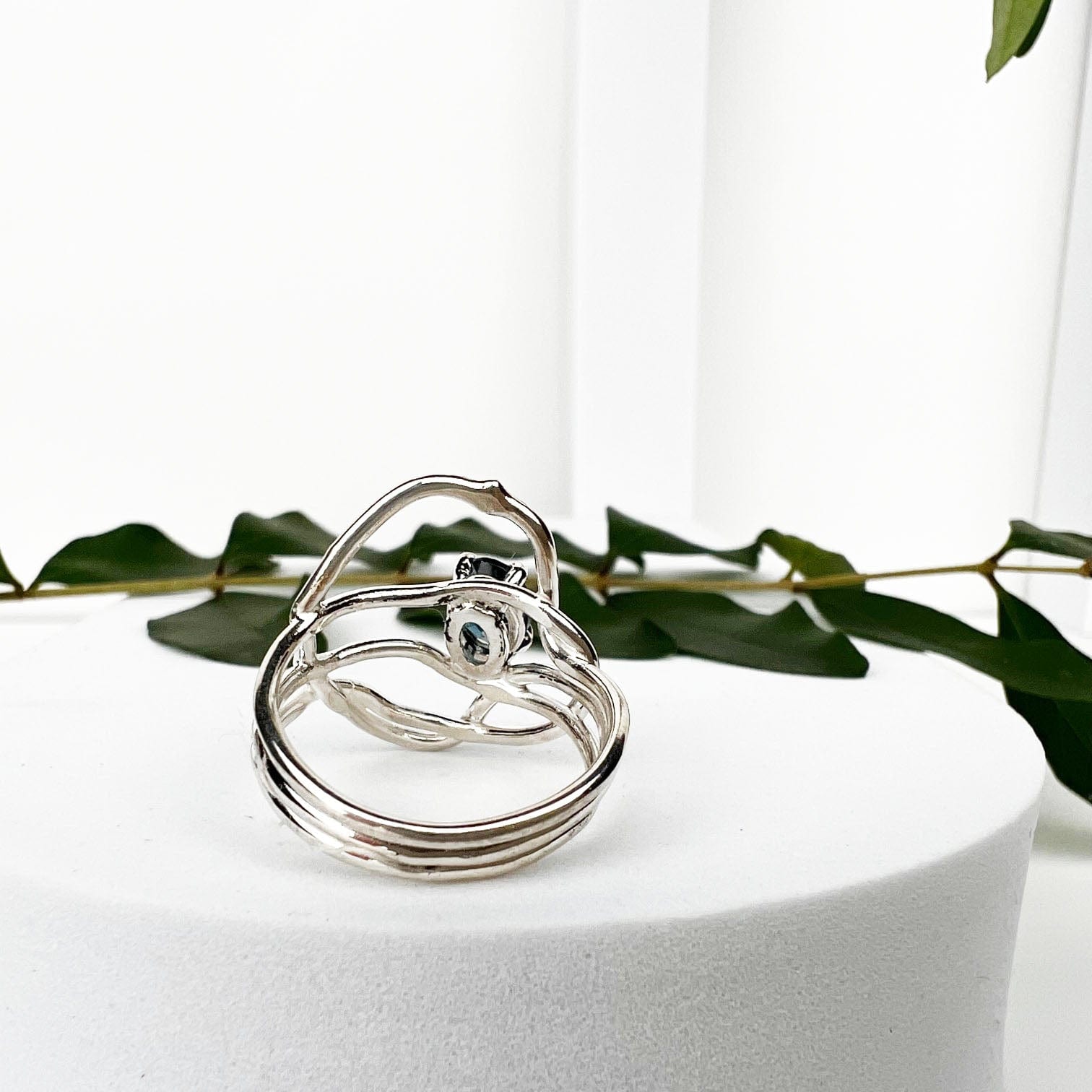 Silver London Blue Topaz Entwined Ring - Mettle by Abby