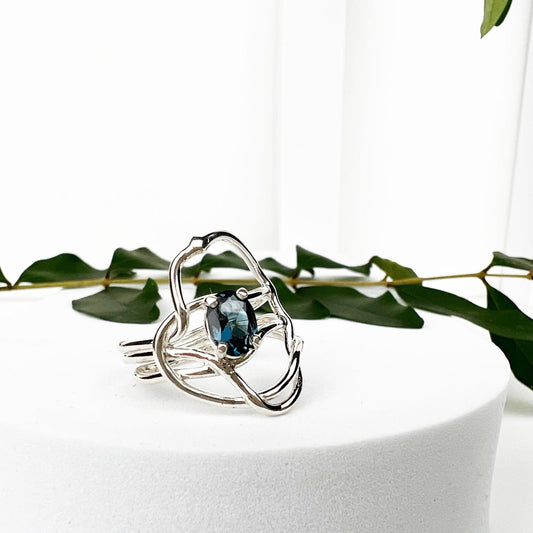 Silver London Blue Topaz Entwined Ring - Mettle by Abby