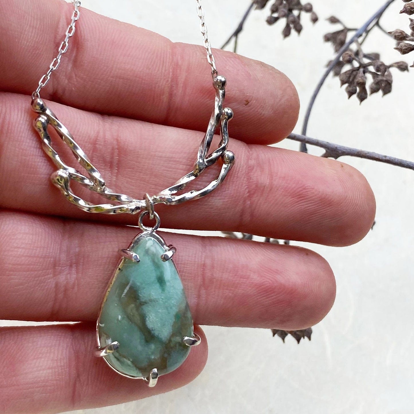 Silver Mantel Chrysoprase Necklace - Mettle by Abby