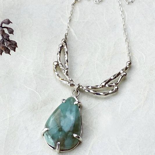 Silver Mantel Chrysoprase Necklace - Mettle by Abby