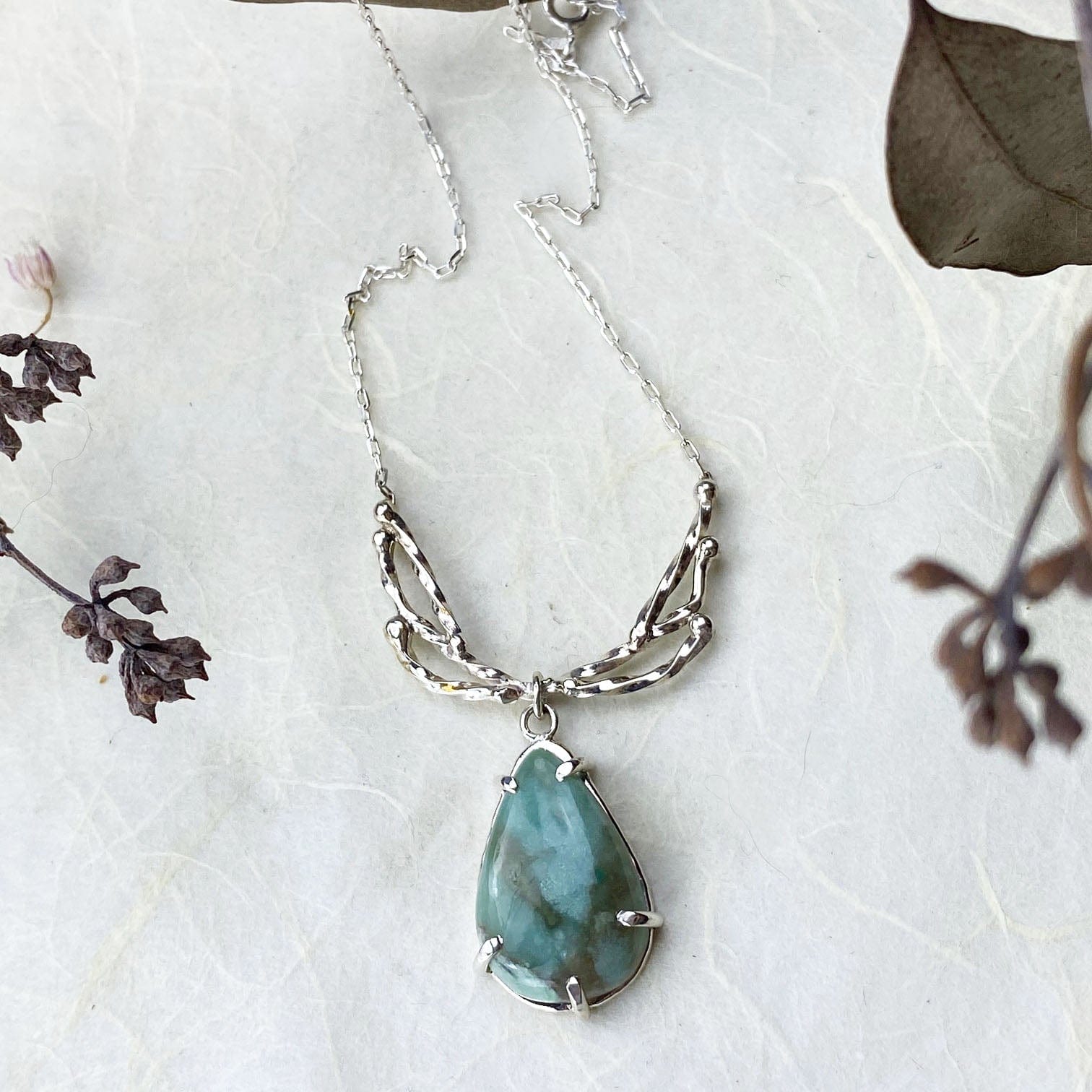 Silver Mantel Chrysoprase Necklace - Mettle by Abby