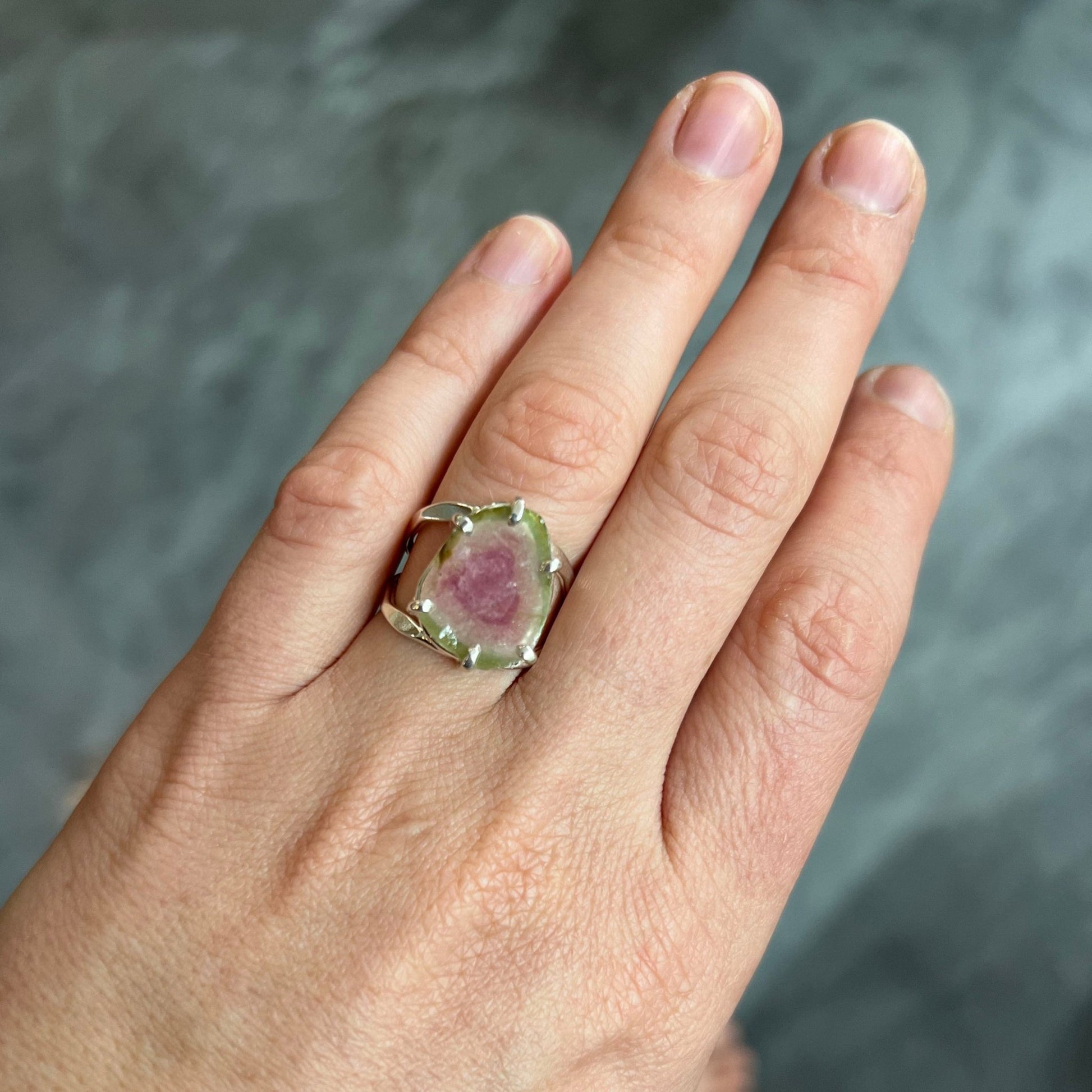 Silver Watermelon Tourmaline Ring - Mettle by Abby