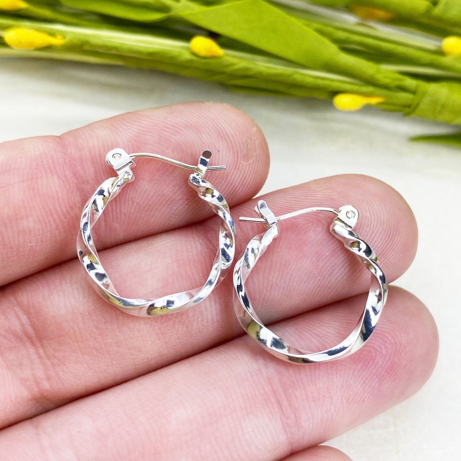 Small Silver Twist Hoops - Mettle by Abby