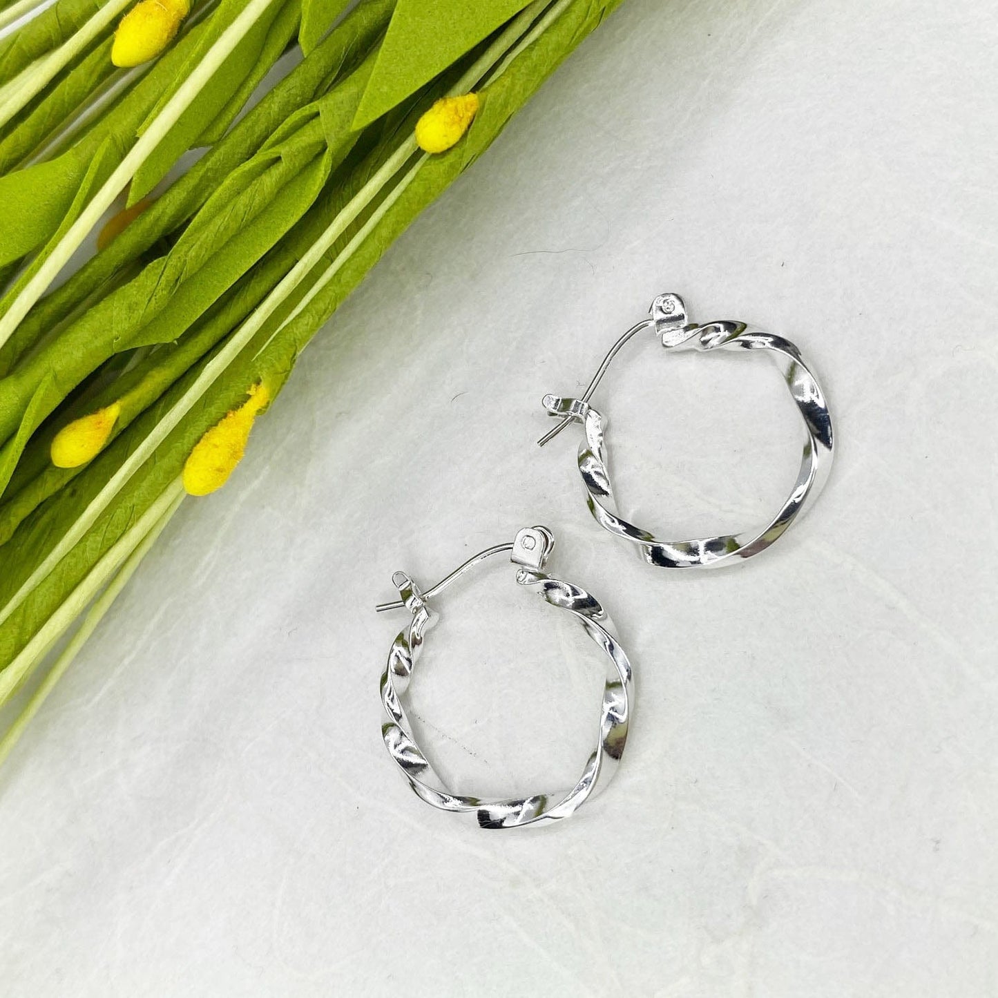 Small Silver Twist Hoops - Mettle by Abby