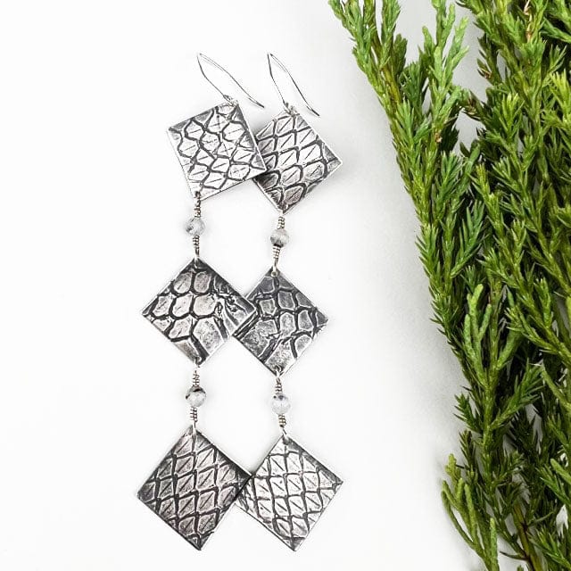 Snakeskin Shoulder Duster Earrings - Mettle by Abby