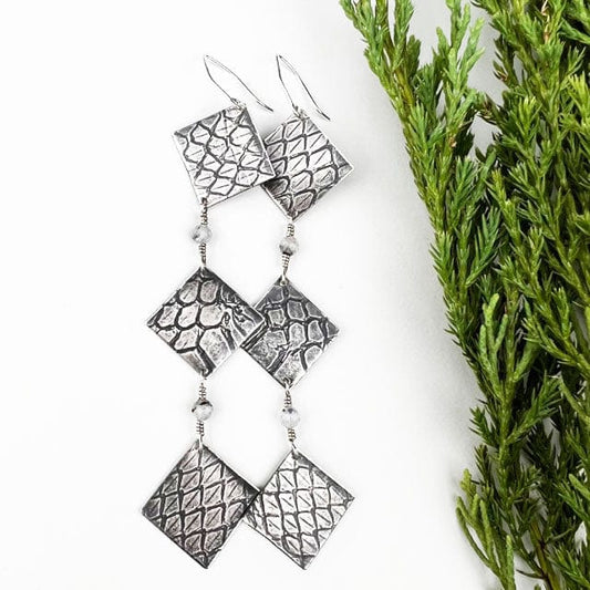 Snakeskin Shoulder Duster Earrings - Mettle by Abby