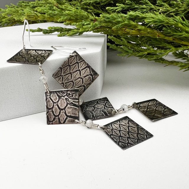 Snakeskin Shoulder Duster Earrings - Mettle by Abby