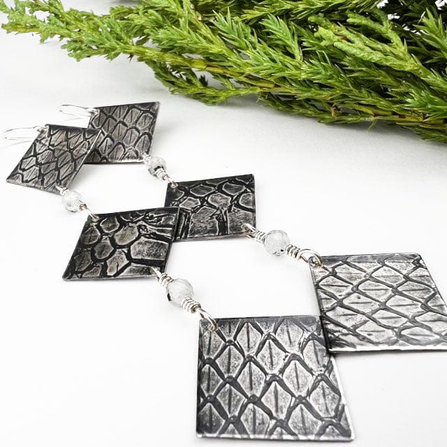 Snakeskin Shoulder Duster Earrings - Mettle by Abby