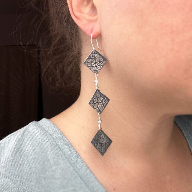 Snakeskin Shoulder Duster Earrings - Mettle by Abby