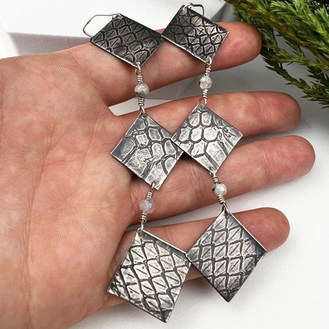 Snakeskin Shoulder Duster Earrings - Mettle by Abby