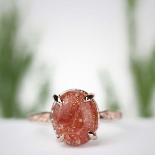 Stardust Sunstone Ring 14k Rose Gold - Mettle by Abby