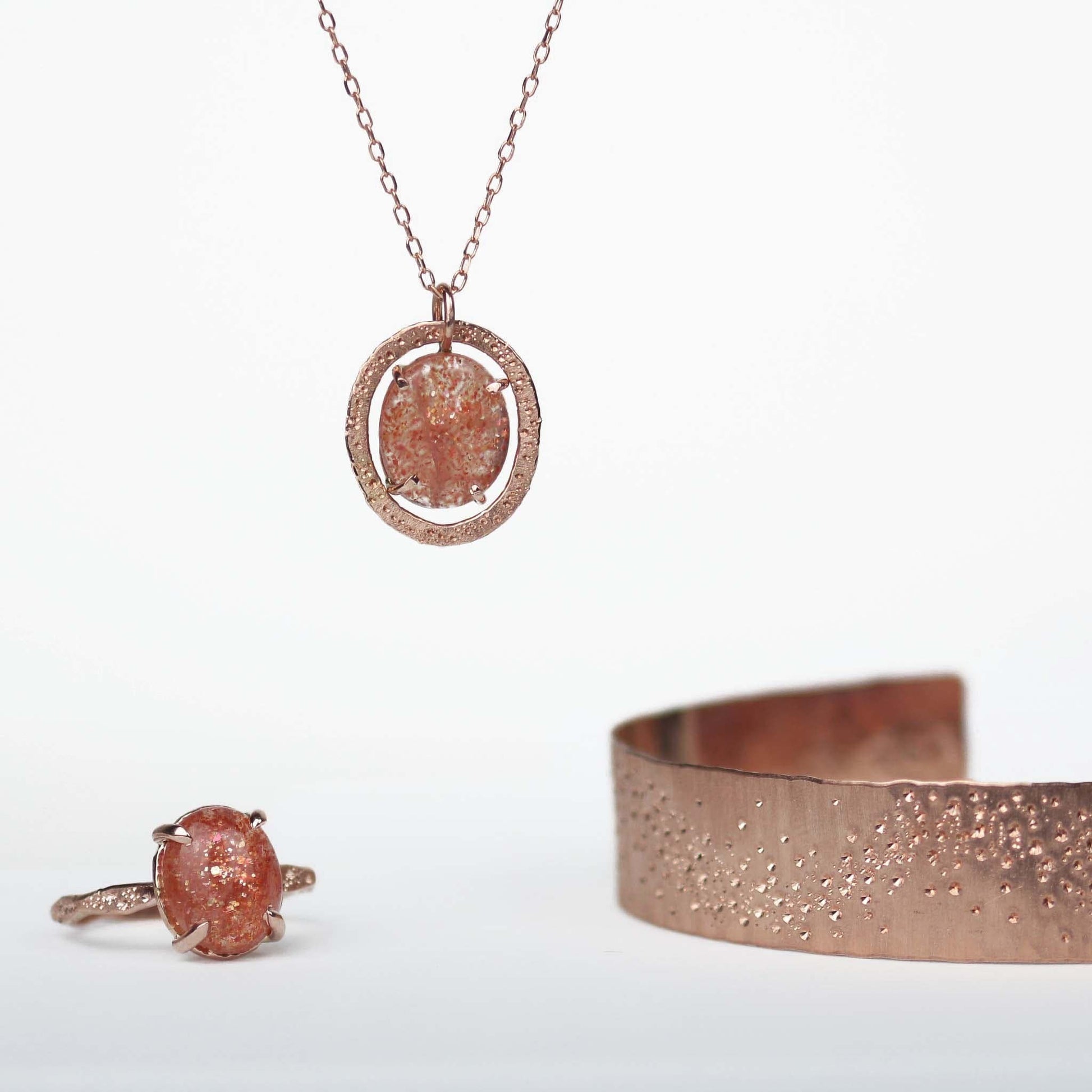 Stardust Sunstone Ring 14k Rose Gold - Mettle by Abby