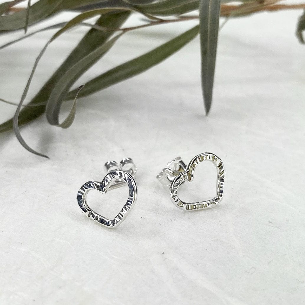 Sweet, Petite Silver Heart Stud Earrings - Mettle by Abby
