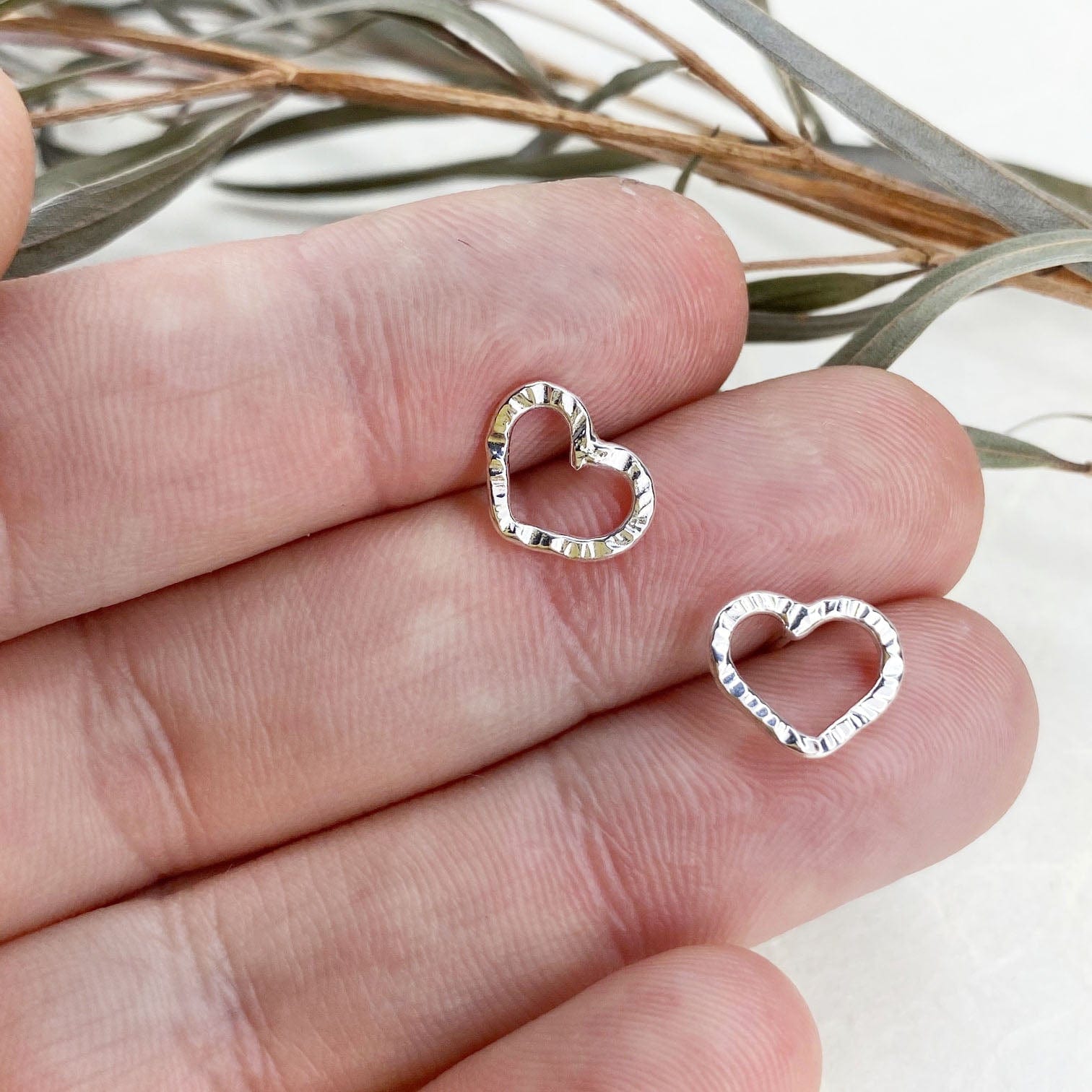 Sweet, Petite Silver Heart Stud Earrings - Mettle by Abby