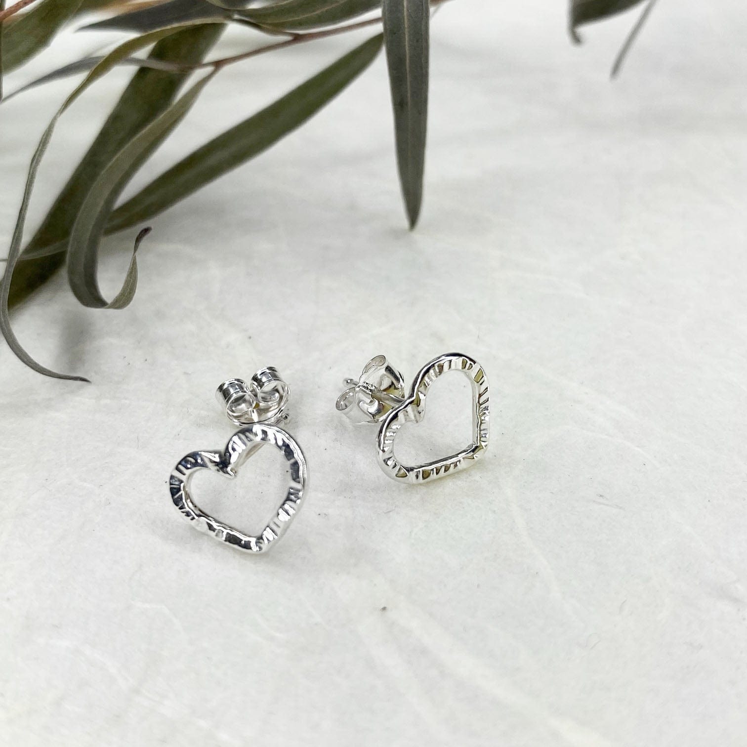 Sweet, Petite Silver Heart Stud Earrings - Mettle by Abby