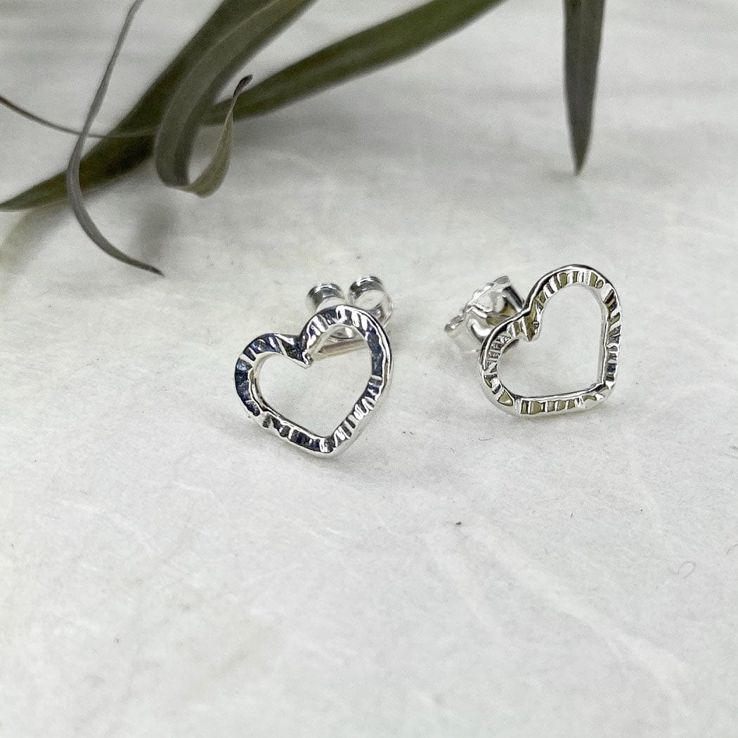 Sweet, Petite Silver Heart Stud Earrings - Mettle by Abby